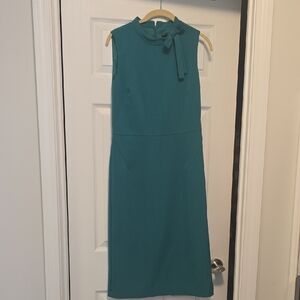 Maggy London Teal Midi Dress with Bow Detail